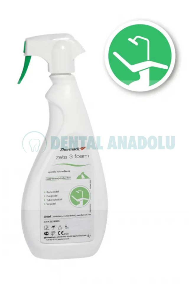 Zhermack Zeta 3 Foam -Hassas Yüzeyler İçin Temizleme Köpüğü ve Yüzey Dezenfektanı 750 ml